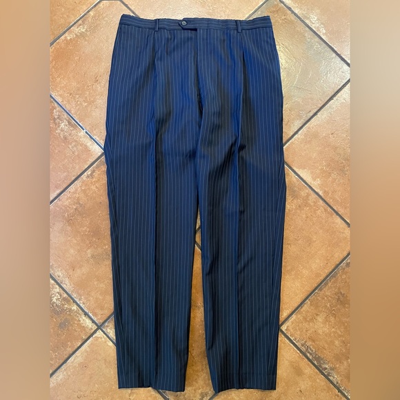 DANIEL CREMIEUX COLLECTION x Loro Piana Wool Stripe Suit in Navy Size 44 L - Picture 6 of 12